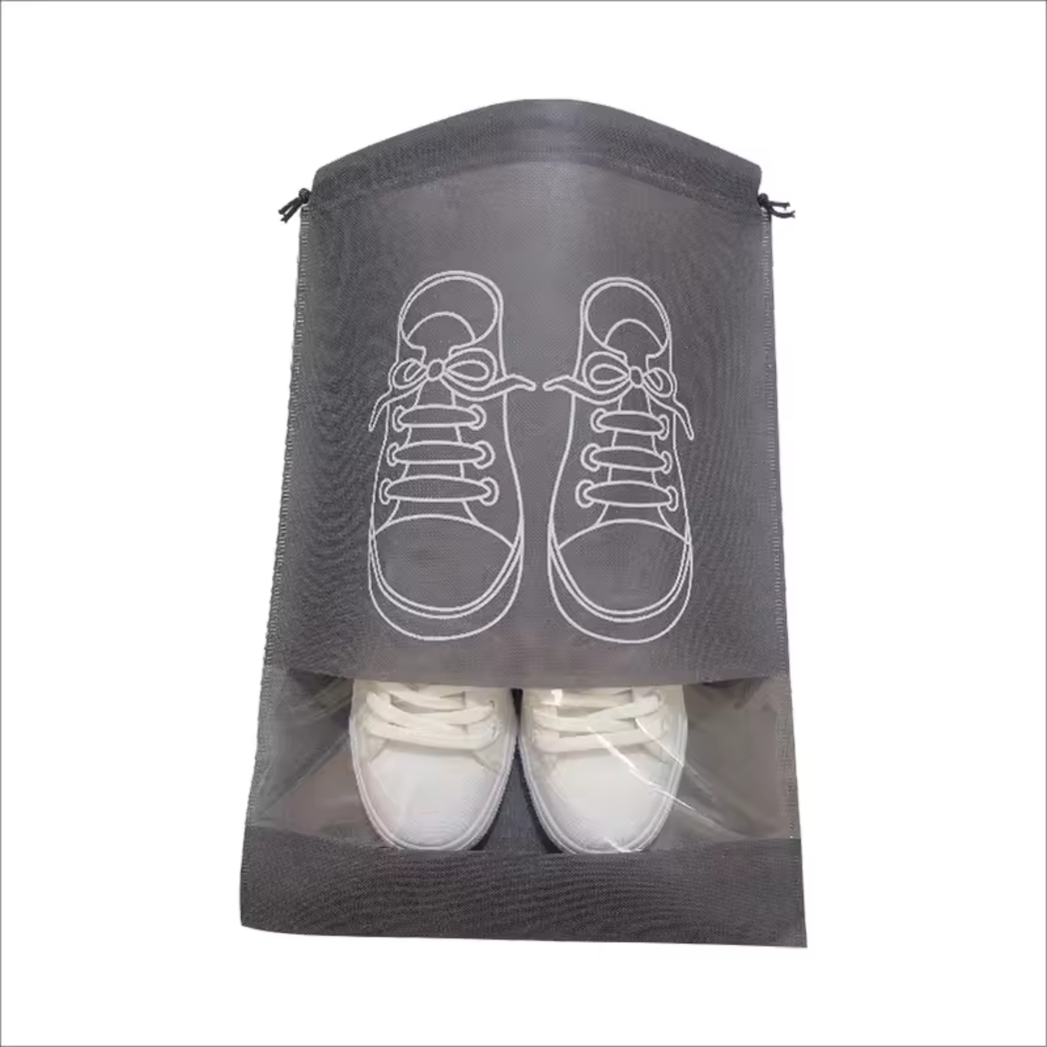 Travel Shoe Bags, Large Shoes Pouch Packing Organizers with Rope for Men and Women Pack of 5 - (Grey Color)