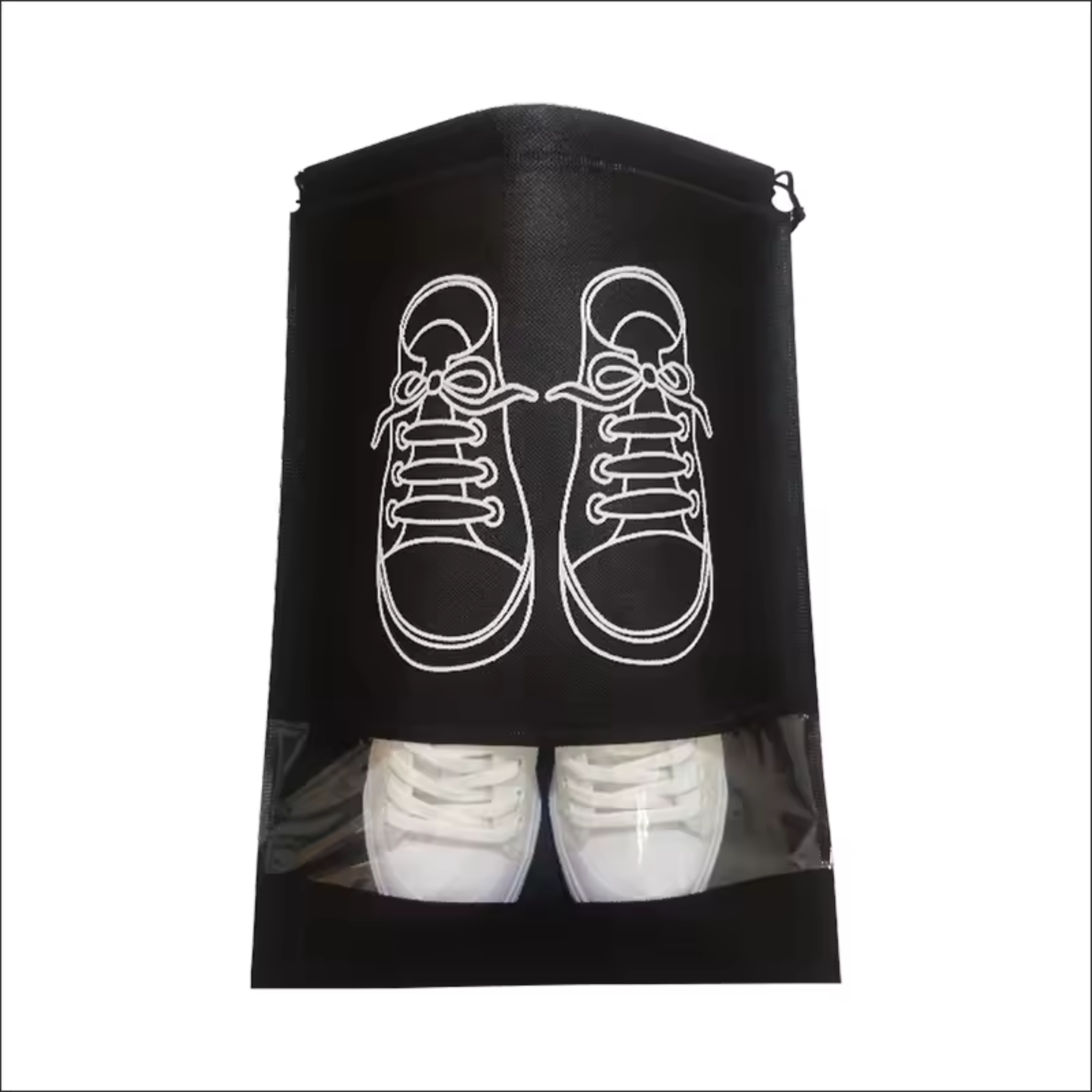 Travel Shoe Bags, Large Shoes Pouch Packing Organizers with Rope for Men and Women Pack of 5 - (Black Color)