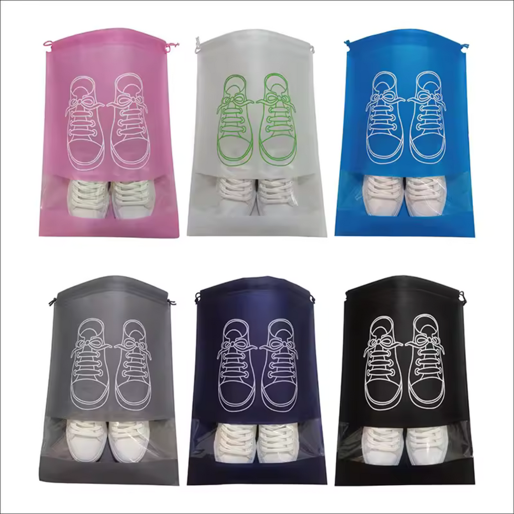 Travel Shoe Bags, Large Shoes Pouch Packing Organizers with Rope for Men and Women Pack of 5 - (Pink Color)