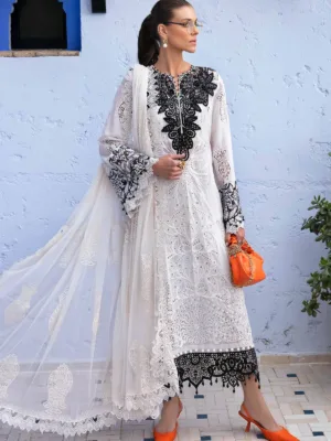 3 Piece Unstitched Embroidered Paper Cotton Suit | D-2505-A